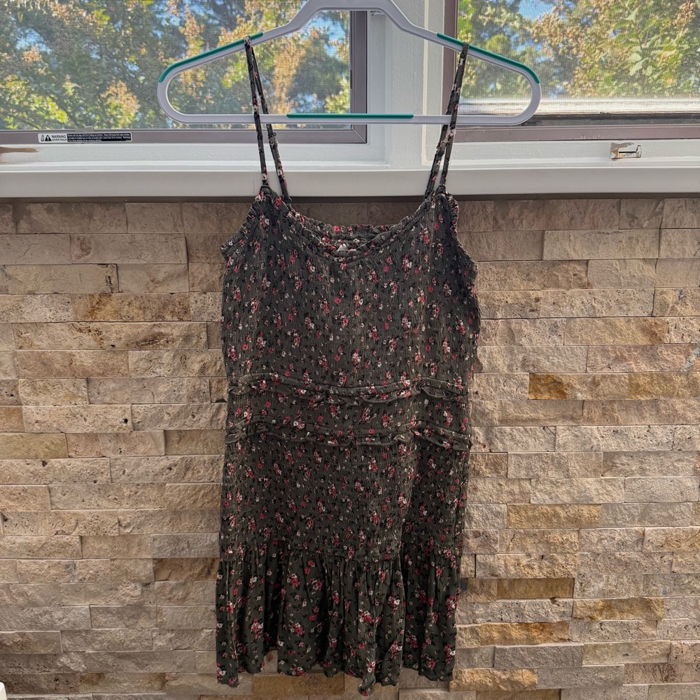 Aeropostale Olive Floral Smocked Top